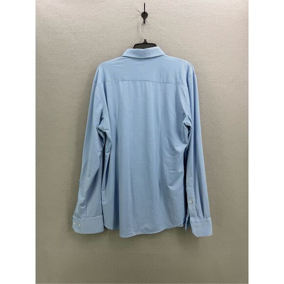 Mizzen + Main Mens Blue White Jacquard Micro Gingham Button-up Shirt Large - Picture 8 of 9